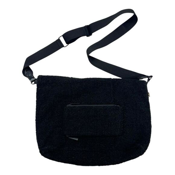 Beis Sherpa Black Messenger Tote Foldover Bag Adjustable Detachable Strap - Picture 4 of 8
